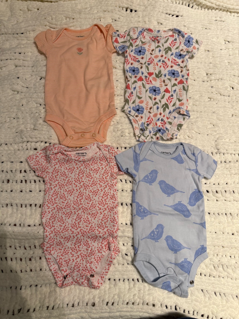 Carter's Peach, Floral, Pink, and Blue Baby One-Piece Set